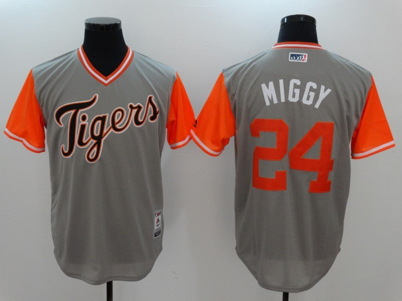 Custom Fan-Made Miguel Cabrera Miggy Detroit Tigers #24 Grey 2017 Baseball Jersey