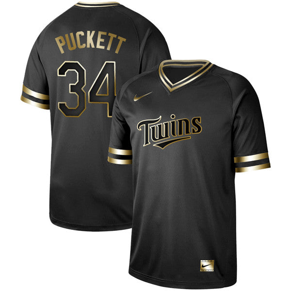 Custom Fan-Made Kirby Puckett Minnesota Twins #34 Black Baseball Jersey