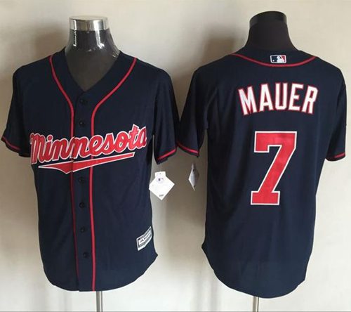 Custom Fan-Made Joe Mauer Minnesota Twins #7 Blue Baseball Jersey