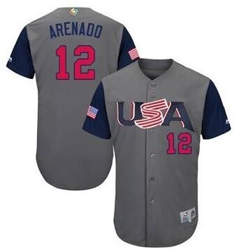Custom Fan-Made USA Nolan Arenado Style #12 2017 Baseball Jersey