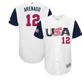 Custom Fan-Made USA Nolan Arenado Style #12 White 2017 Baseball Jersey
