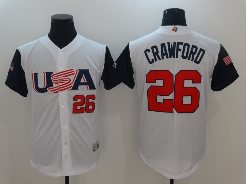 Custom Fan-Made USA Brandon Crawford Jersey.jpg Style #26 White 2017 Baseball Jersey