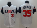 Custom Fan-Made USA Eric Hosmer Style #35 White 2017 Baseball Jersey