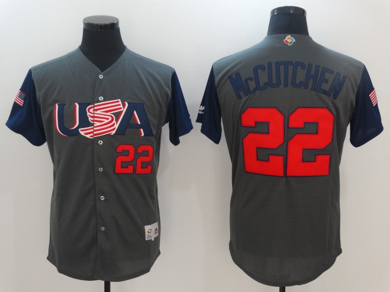 Custom Fan-Made USA Andrew McCutchen Style #22 Grey 2017 Baseball Jersey