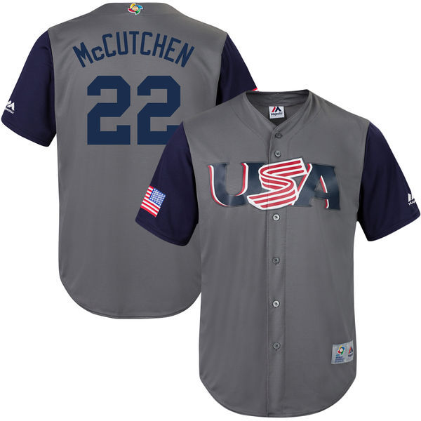 Custom Fan-Made USA Andrew McCutchen Style #22 Grey 2017 Baseball Jersey