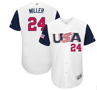 Custom Fan-Made USA Andrew Miller Style #24 White 2017 Baseball Jersey