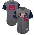 Custom Fan-Made USA Jonathan Lucroy Style #25 Grey 2017 Baseball Jersey