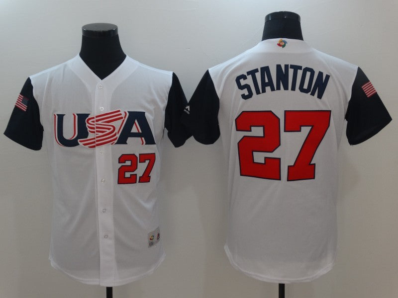 Custom Fan-Made USA Giancarlo Stanton Style #27 White 2017 Baseball Jersey