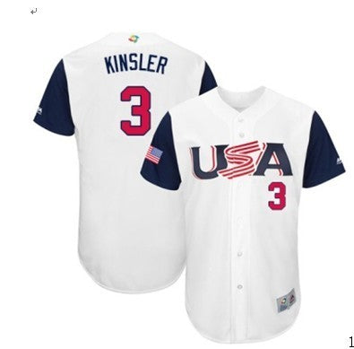 Custom Fan-Made USA Ian Kinsler Style #3 White 2017 Baseball Jersey