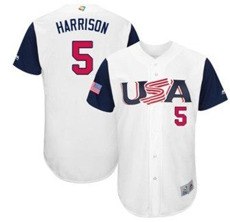 Custom Fan-Made USA Josh Harrison Style #5 White 2017 Baseball Jersey