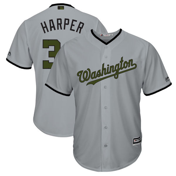 Custom Fan-Made Washington Bryce Harper Style #3 Grey 2018 Baseball Jersey