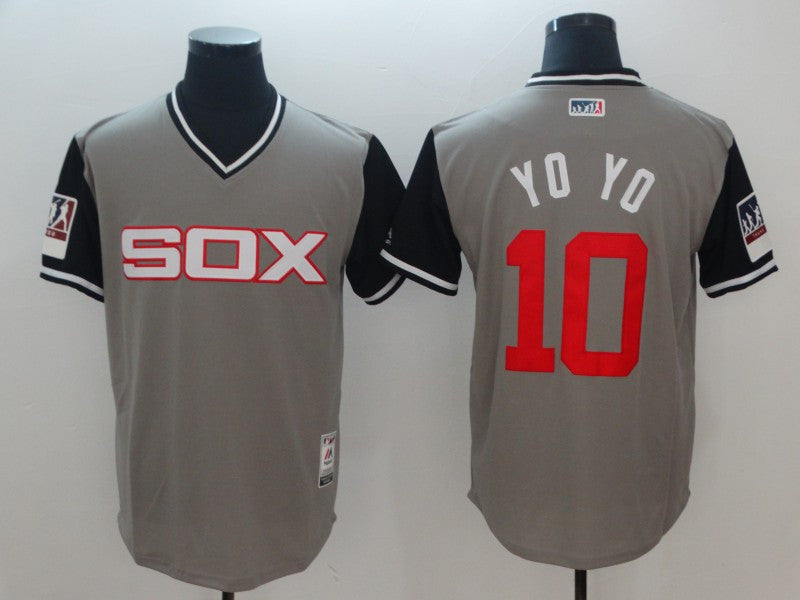 Custom Fan-Made Yoan Moncada YoYo Chicago White Sox #10 Grey 2018 Baseball Jersey