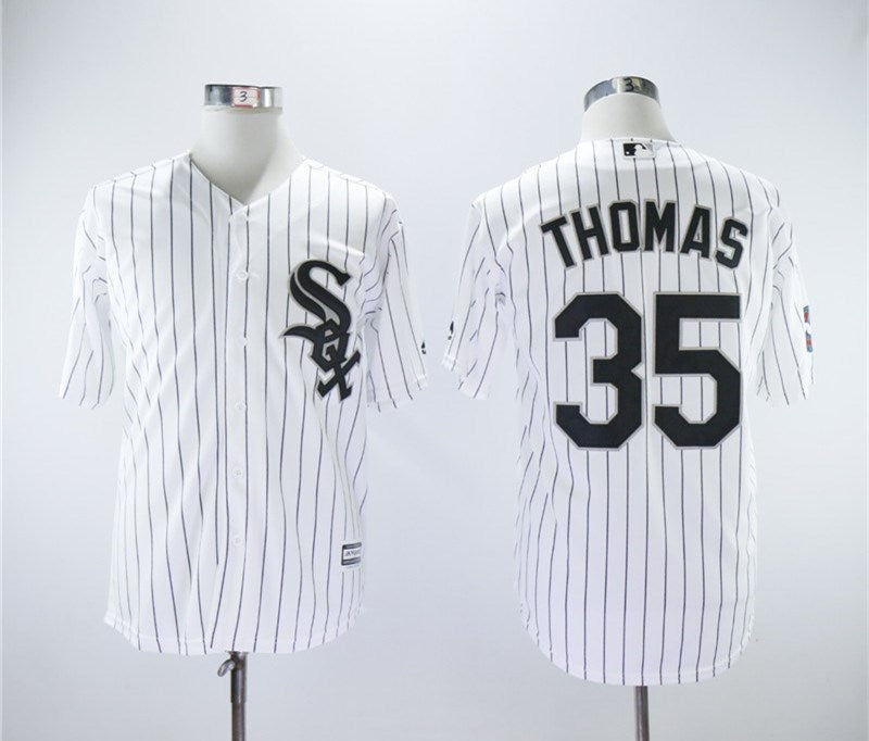 Custom Fan-Made Frank Thomas Chicago White Sox #35 White 2005 Baseball Jersey