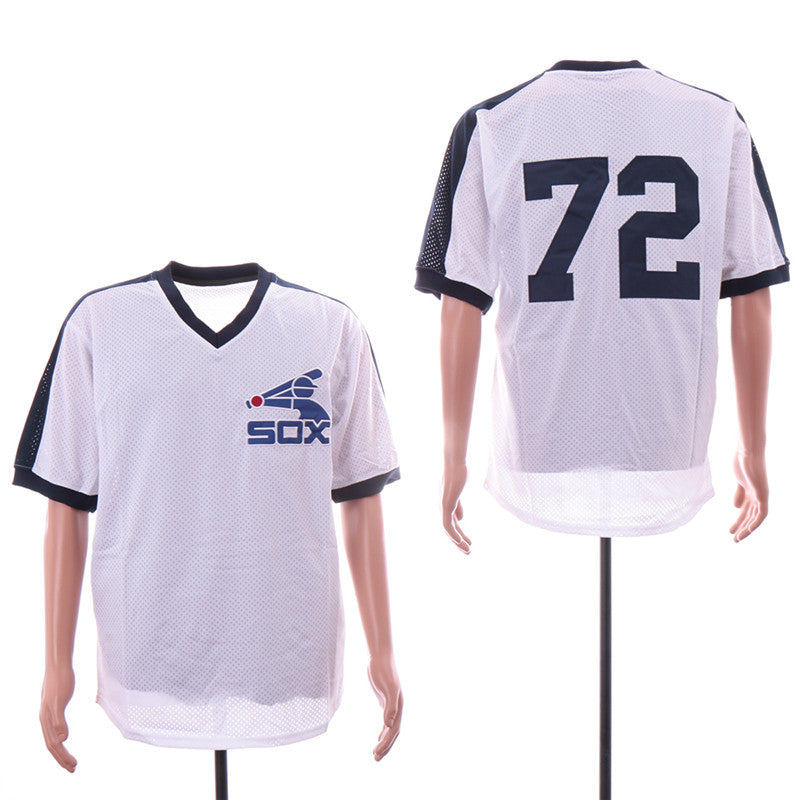 Custom Fan-Made Carlton Fisk Batting Chicago White Sox #72 White Baseball Jersey