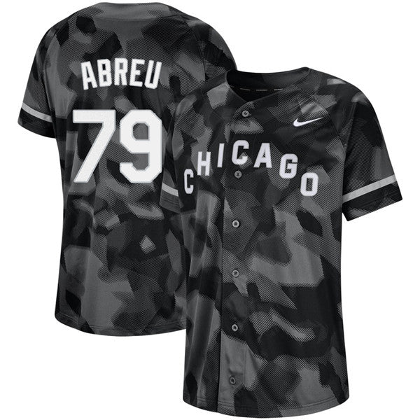 Custom Fan-Made Jose Abreu Camo Chicago White Sox #79 Black Baseball Jersey