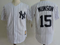Custom Fan-Made Thurman Munson New York Yankees #15 White Baseball Jersey