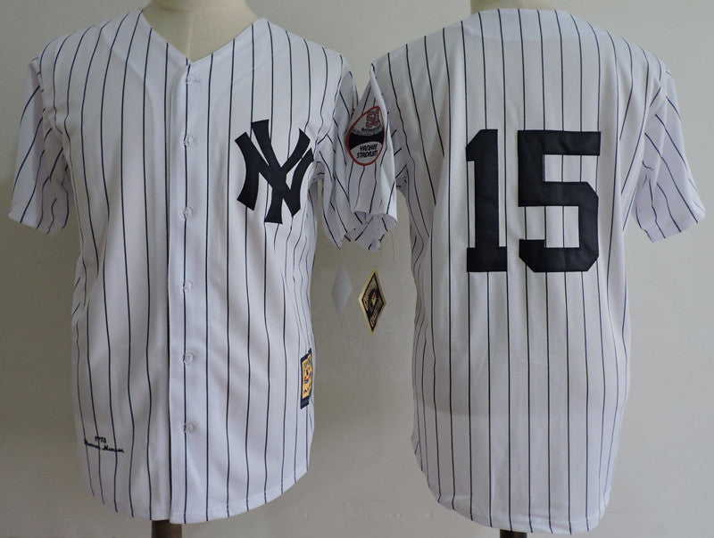 Custom Fan-Made Thurman Munson New York Yankees #15 White Throwback Baseball Jersey