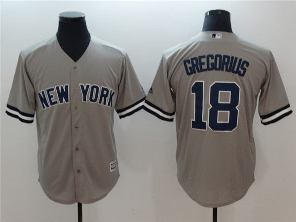 Custom Fan-Made Didi Gregorius New York Yankees #18 Grey Baseball Jersey