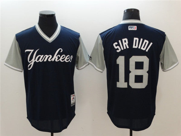 Custom Fan-Made Didi Gregorius Sir Didi New York Yankees #18 Navy 2017 Baseball Jersey
