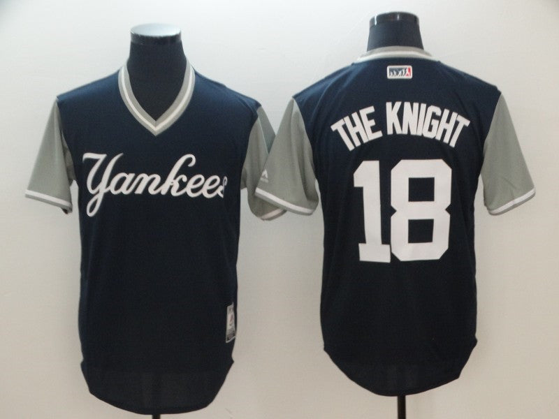 Custom Fan-Made Didi Gregorius Knight New York Yankees #18 Navy 2018 Baseball Jersey