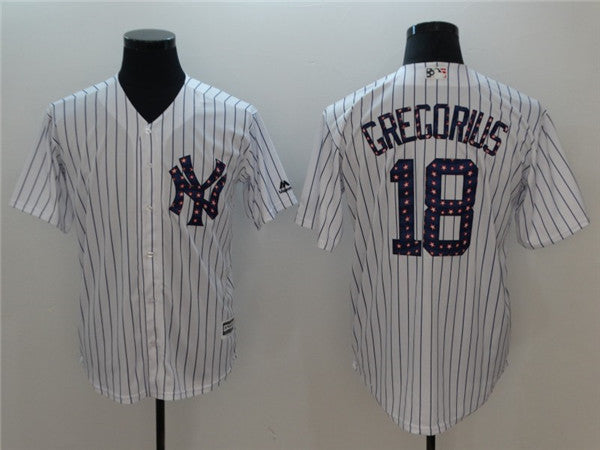 Custom Fan-Made Didi Gregorius Stars Stripes New York Yankees #18 White 2018 Baseball Jersey