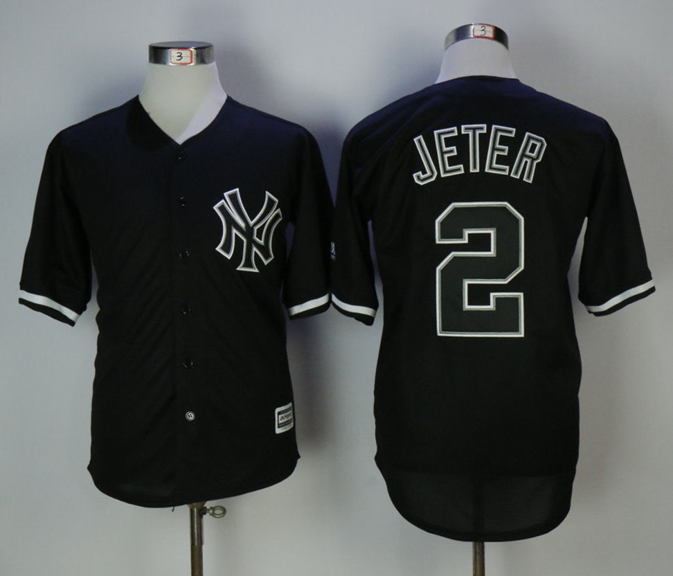 Custom Fan-Made Derek Jeter New York Yankees #2 Black Baseball Jersey