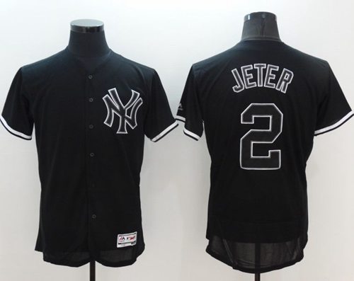 Custom Fan-Made Derek Jeter New York Yankees #2 Black Baseball Jersey
