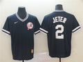 Custom Fan-Made Derek Jeter New York Yankees #2 Black Throwback Baseball Jersey