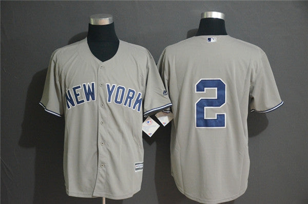 Custom Fan-Made Derek Jeter New York Yankees #2 Grey Baseball Jersey