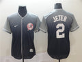 Custom Fan-Made Derek Jeter New York Yankees #2 Grey Baseball Jersey