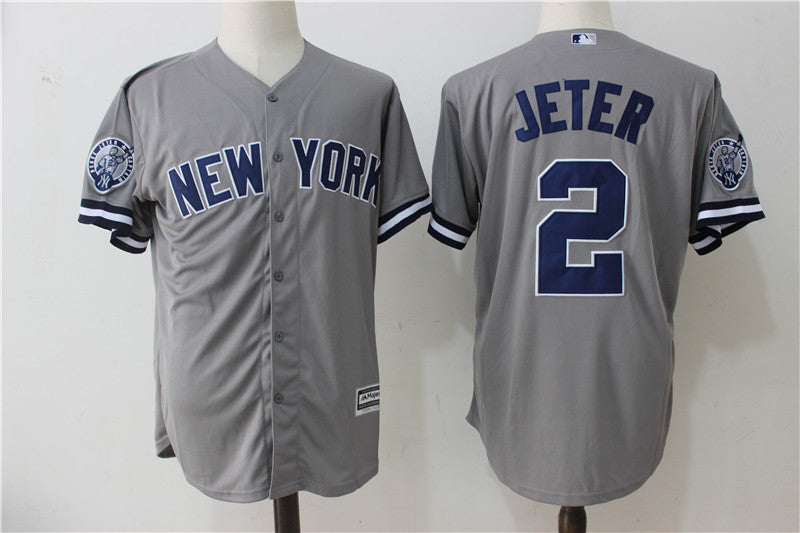 Custom Fan-Made Derek Jeter Retirement New York Yankees #2 Grey Baseball Jersey