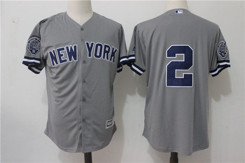 Custom Fan-Made Derek Jeter Retirement New York Yankees #2 Grey Baseball Jersey