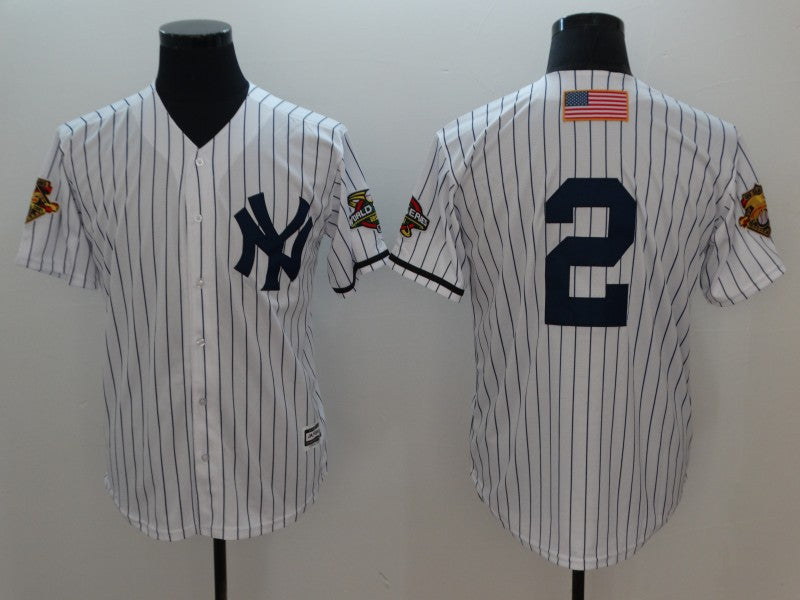 Custom Fan-Made Derek Jeter New York Yankees #2 White 2001 Baseball Jersey