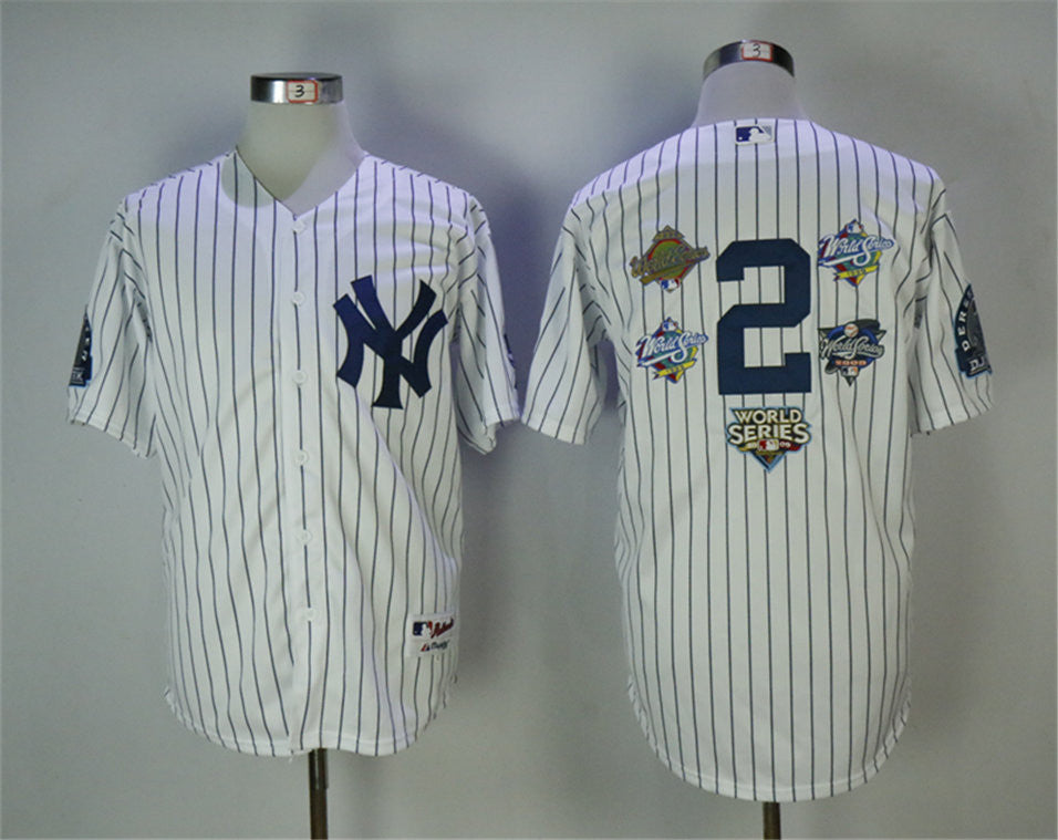 Custom Fan-Made Derek Jeter 5X New York Yankees #2 White Baseball Jersey