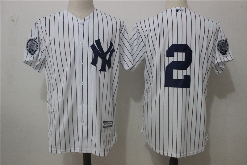 Custom Fan-Made Derek Jeter Retirement New York Yankees #2 White Baseball Jersey