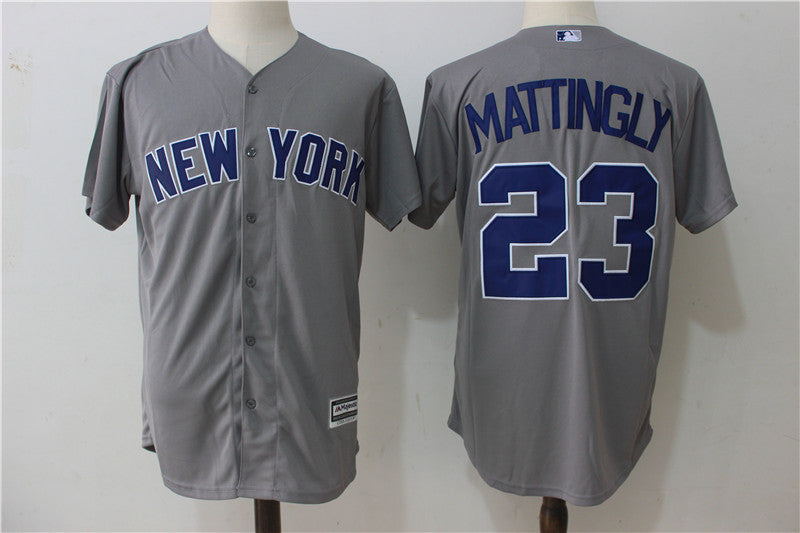 Custom Fan-Made Don Mattingly New York Yankees #23 Grey Baseball Jersey