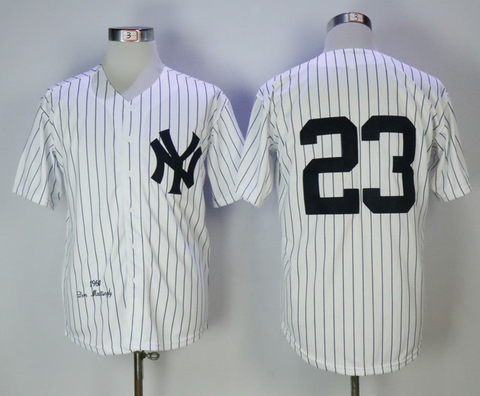 Custom Fan-Made Don Mattingly New York Yankees #23 White 1961 Baseball Jersey