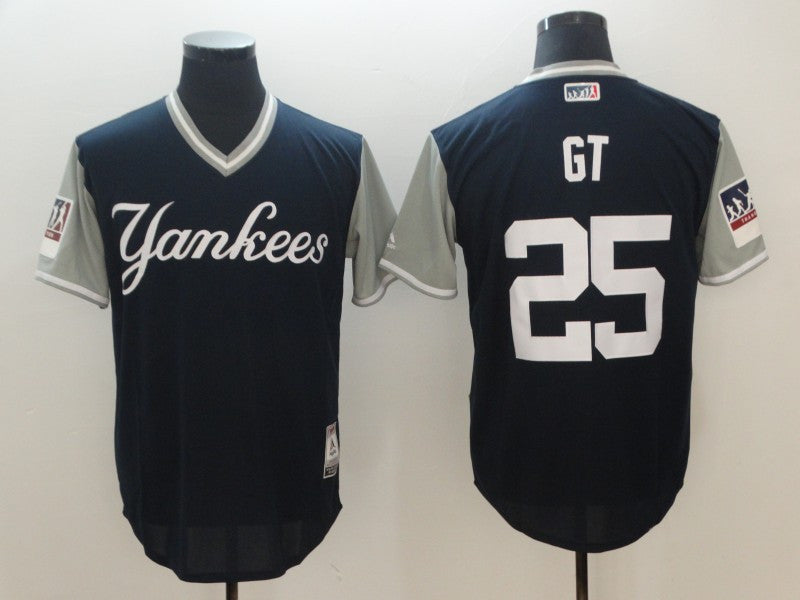 Custom Fan-Made Gleyber Torres GT New York Yankees #25 Navy 2018 Baseball Jersey