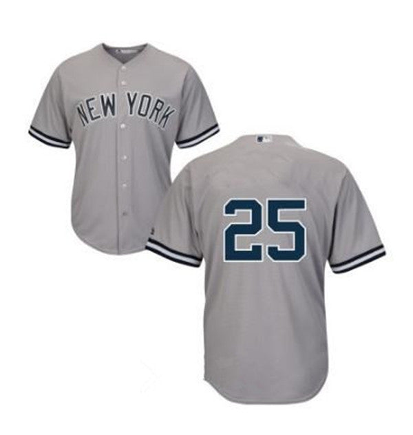 Custom Fan-Made Gleyber Torres New York Yankees #25 Grey Baseball Jersey