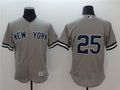Custom Fan-Made Gleyber Torres New York Yankees #25 Grey Baseball Jersey