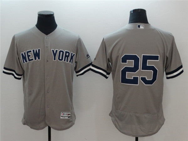 Custom Fan-Made Gleyber Torres New York Yankees #25 Grey Baseball Jersey