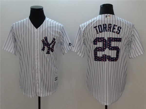 Custom Fan-Made Gleyber Torres Stars Stripes New York Yankees #25 White 2018 Baseball Jersey