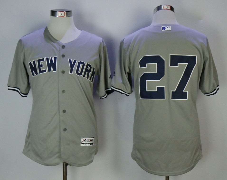 Custom Fan-Made Giancarlo Stanton New York Yankees #27 Grey Baseball Jersey