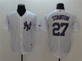 Custom Fan-Made Giancarlo Stanton Stars Stripes New York Yankees #27 White 2018 Baseball Jersey