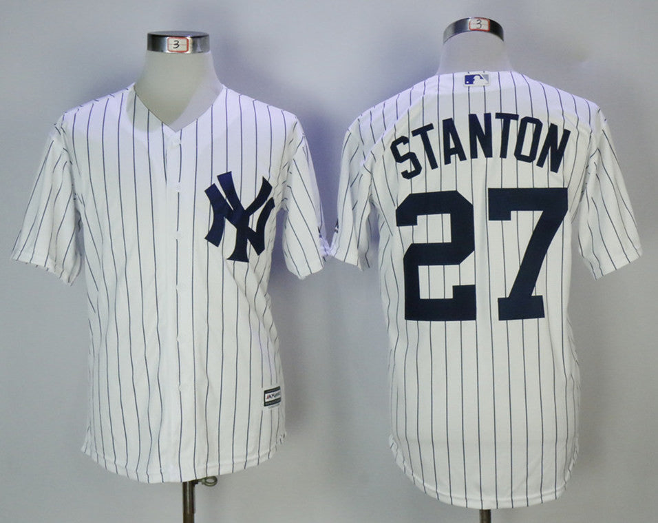 Custom Fan-Made Giancarlo Stanton New York Yankees #27 White Baseball Jersey