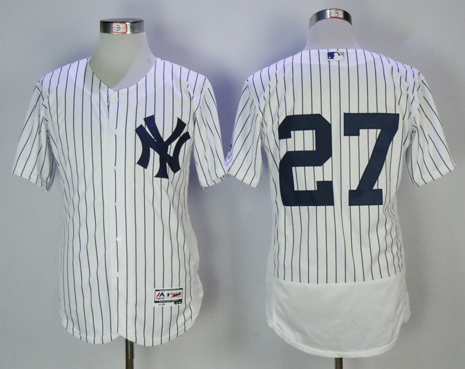 Custom Fan-Made Giancarlo Stanton New York Yankees #27 White Baseball Jersey