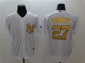 Custom Fan-Made Giancarlo Stanton New York Yankees #27 White Baseball Jersey