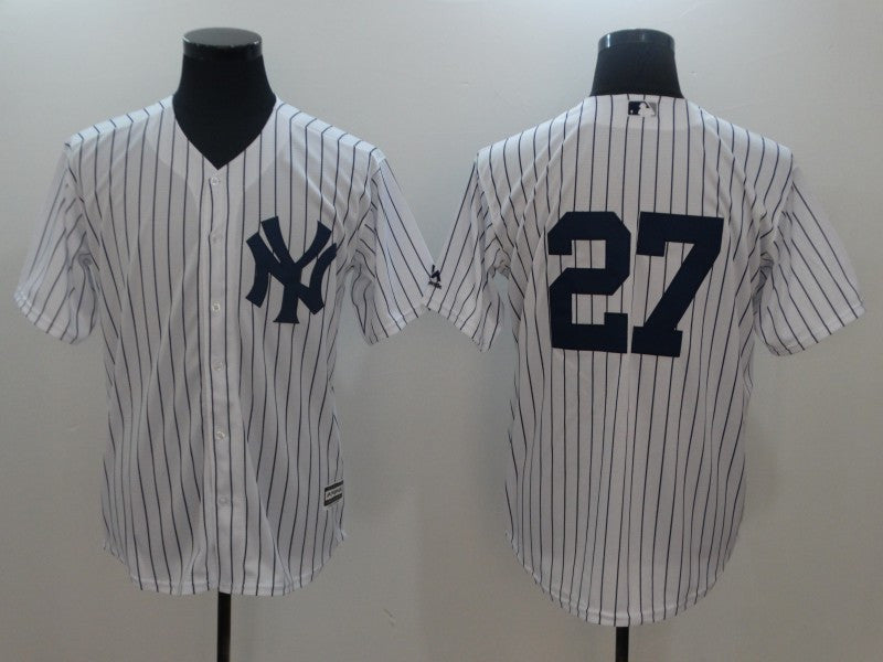 Custom Fan-Made Giancarlo Stanton New York Yankees #27 White Baseball Jersey