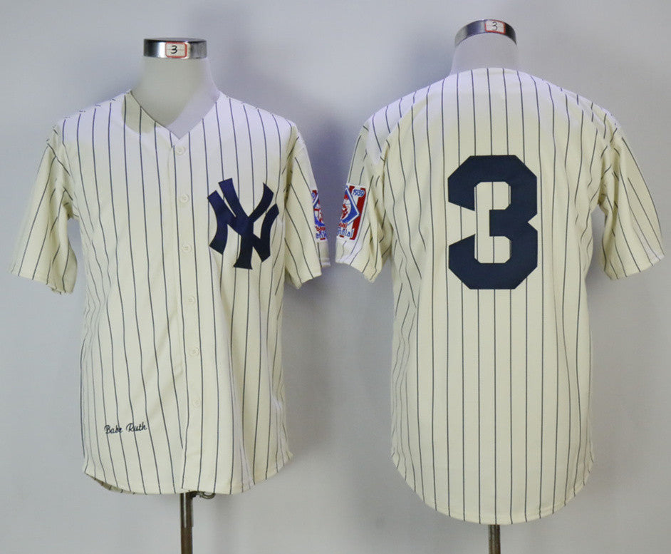 Custom Fan-Made Babe Ruth New York Yankees #3 Baseball Jersey