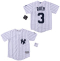Custom Fan-Made Babe Ruth New York Yankees #3 White Baseball Jersey